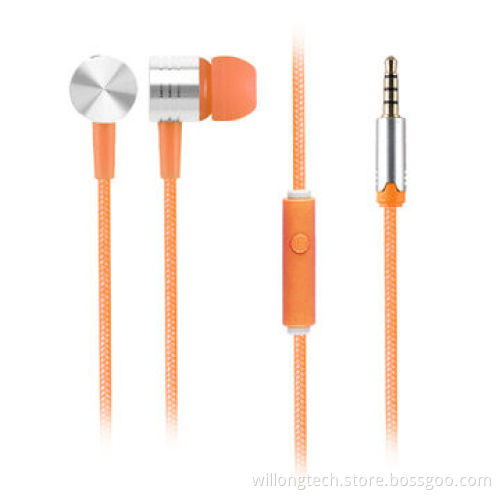 Metal parts with stereo, colors, mic, deep bass of metal earphone